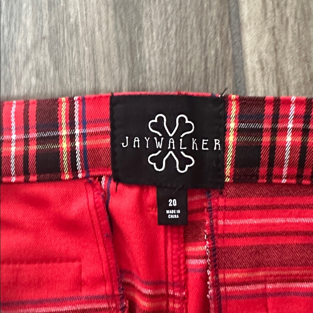 Chic Red Plaid Women's Straight Leg Pants - Picture 2 of 9